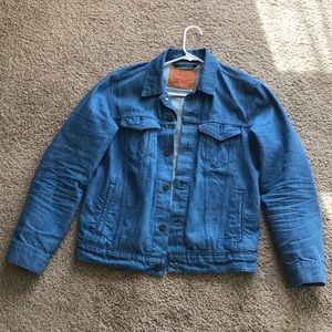 Bright blue denim trucker jacket